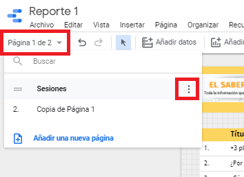 duplicar pagina data studio